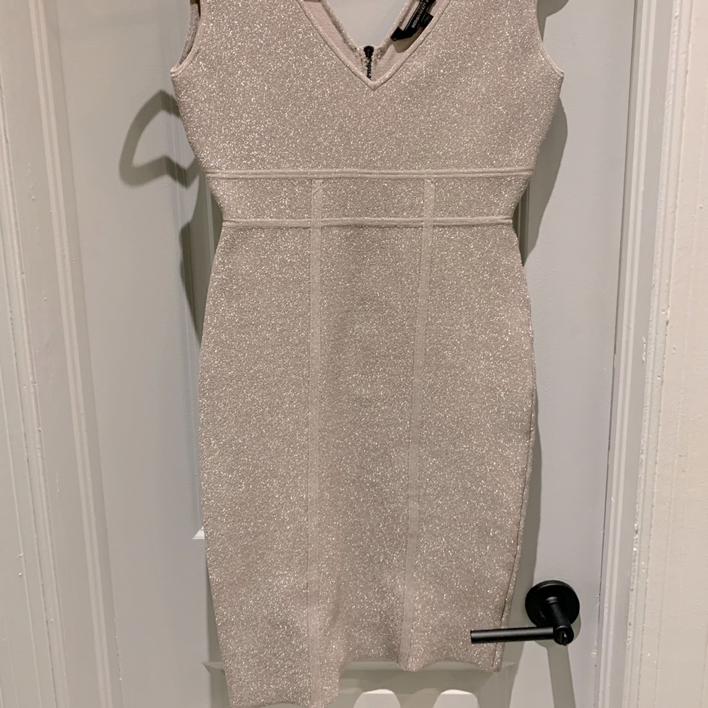 BCBG Herve Leger inspired golden sparkle dress.